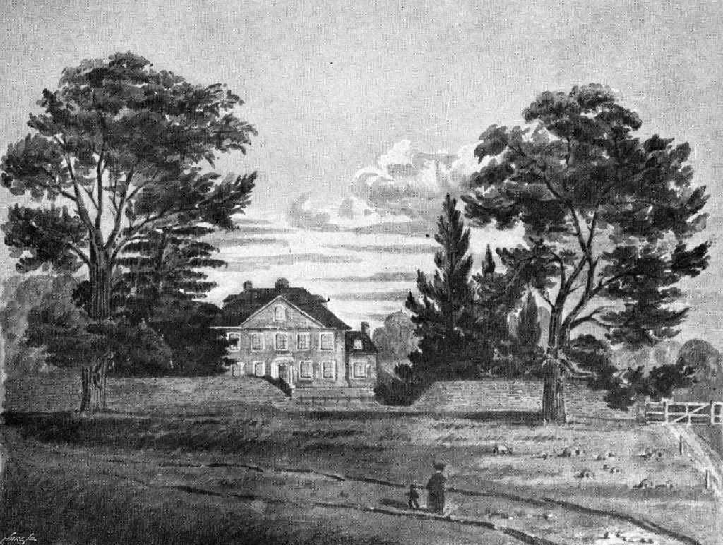 Crookham House as drawn by Rev V Clementi, c.1845.