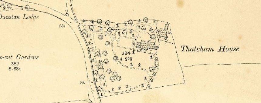 OS Map 1911 showing Thatcham House.
